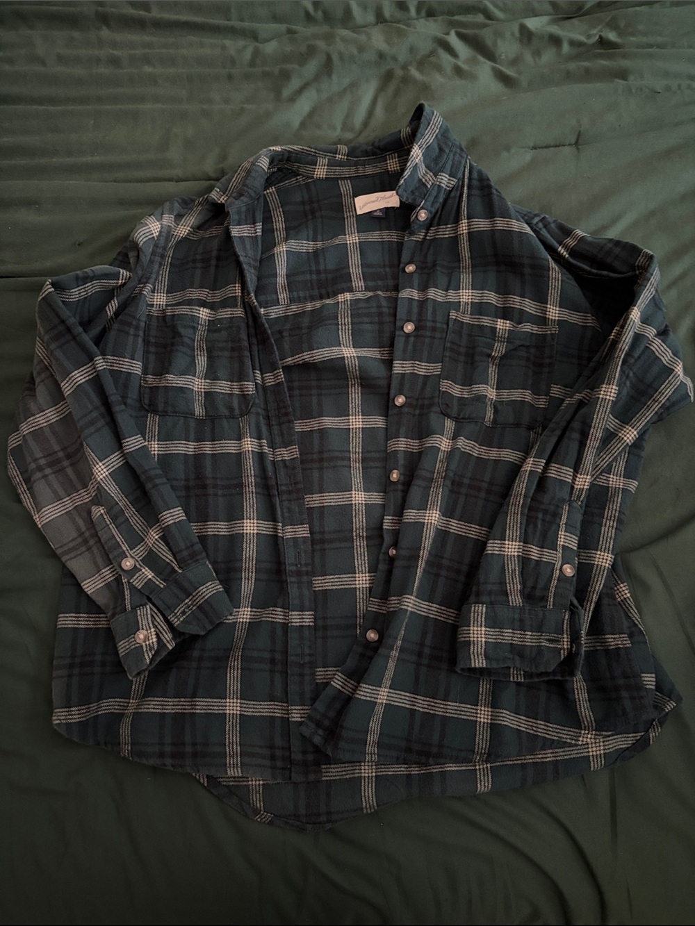 Universal Thread Dark Green Plaid Button-Down Shirt